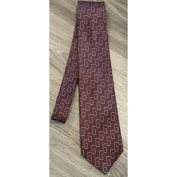Gucci Mens Silk Tie Maroon Gold Made In Italy - Picture 2 of 9